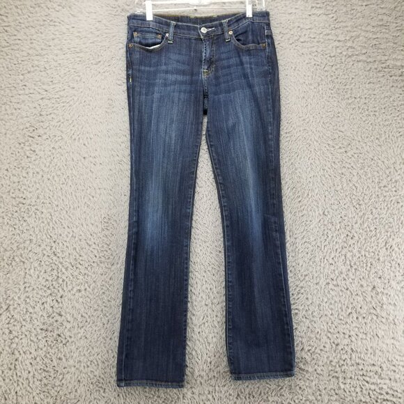 Lucky Brand Jeans Womens 27 Stretch Penelope Sundown Dark Wash Mid Rise Straight - Picture 1 of 15